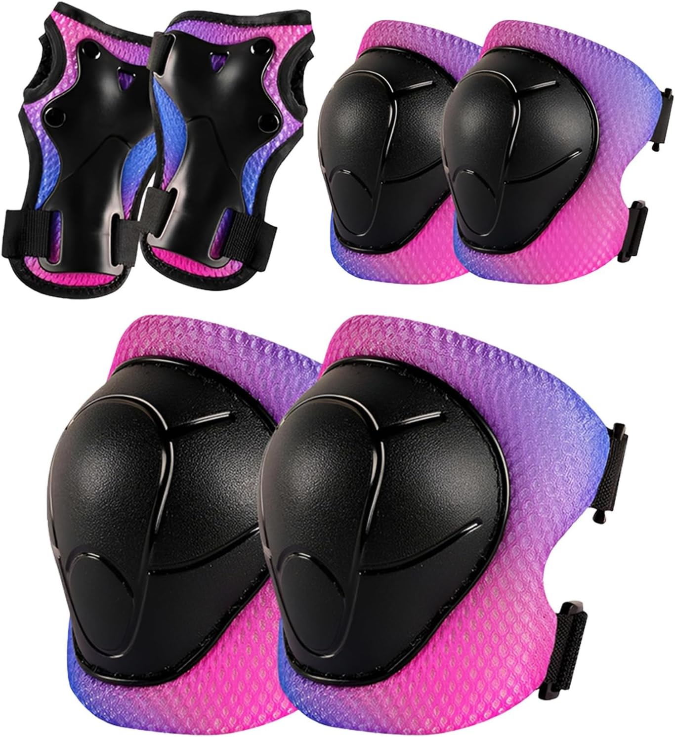 Juego de rodilleras para niños, 6 piezas, rodilleras, coderas, para inliner, monopatín, scooter, bicicleta, deportes al aire libre, ajustables, cómodas y transpirables, para 2-7 años / 10-30 kg