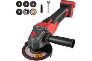 HUUPPHIP Cordless Angle Grinder Compatible with Milwaukee 18V Battery, 12000RPM 800W, Cutting Grinding Polishing, 6 Discs, Side Handle, 125mm(Battery Not Included)