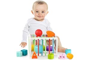 vvhippo Jouet Bébé, Jouet Montessori Bébé 6-12 Mois, Trieur de Forme Jouet pour Bébé, Cube d'activité Jouets Sensoriels Cadeaux pour Filles Garçons 1 2 3 Ans