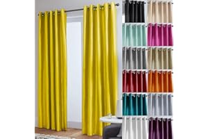 John Aird Luxury Faux Silk Fully Lined Eyelet Curtains (Yellow, 117cm Width x 137cm Drop (46"x 54")
