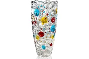 TEMPFOO Glass Vase for Flowers, Large Tall Coloured Flower Vases, Birthday Gifts for Women, Modern Personalised for Living Room Home Decor Christmas