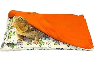 Tocwick 3Pcs Bearded Dragon Accessories Blanket Pillow and Mat Leopard Gecko Sleeping Bag for Chameleons Hamster Small Animals Bed Accessories (Orange)