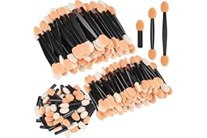 HEXINYIGJLY 150 Piezas Aplicador de Sombra de Ojos, Brochas Cepillo de Esponja Ovalada de Doble Cara Profesionales para Cosméticas, Maquillaje, Mujeres y Niñas, 3 Longitud