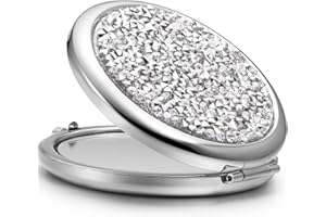 ‎OMIRO OMIRO Taschenspiegel mit Vergrößerung 1X/2X, Handspiegel Klein (Silber)