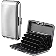 RFID Blocking Credit Card Holder, Card Protector, Aluminium, Business Card Case for Women or Men, Metal ID Organiser Wallet with 6 Slots, Compact and Convenient, Travel Wallet (Silver)