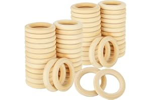 GBACHOOSE 120 Pcs Natural Wood Rings - 55mm Unfinished Wood Rings for DIY Craft Jewelry Making Pendant Connectors