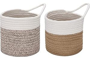 Sea Team Paket mit 2 Hängekörben, Seil aus Baumwolle, kleiner Korb, Aufbewahrungskorb, geflochten, 6,7 Zoll, Tasche zum Aufhängen für Fahrrad, Pflanzgefäß, Topf, Wand, Organizer für Schlüssel,
