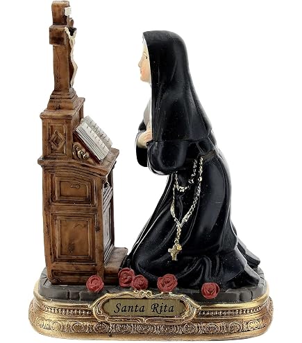 Statue Sainte Rita De Cascia En Résine 12cm Avec Crucifix - Protectrice Des Cas Désespérés