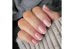 VIRELLAY 24 Stück French Press on Nails - Rosa Künstliche Fingernägel Kurz - Künstliche Nägel Zum Aufkleben Mit Dünne Französische - Full Cover Quadratisch Fake Nägel für Frauen ＆ Mädchen