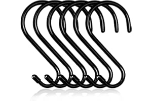 Baoswi 10 Stück große, robuste S-Haken, 15 cm, schwarz, gummiert, Metall, S-Haken zum Aufhängen, rutschfest, vinylbeschichtet, S-Haken, rostfreie Haken für Küche, Badezimmer, Schlafzimmer, Büro