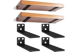 YFCVIP 6 inch Floating Shelf Brackets, 4 Pack Heavy Duty L Shelves Support Wall Mounted Industrial Metal Brackets Hardware Supports for Shelves Support DIY | Holds 150+lb (1/5 Inch Thicked)