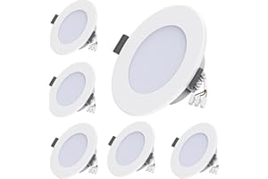 CAR WORK BOX Faretti LED da Incasso per Cartongesso, 6W 600LM Luci da Soffitto Interno, Ultrasottili 25mm, Diametro Foro Ø65 - Ø95mm, Luce Calda 3000K, 230V, Set di 6