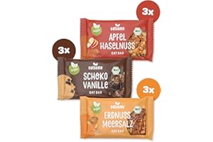 ‎OATSOME OATSOME® Oat Bar Mixbox | Vegane Hafer-Müsli-Riegel | 3 Leckere Sorten | Erdnuss-Meersalz, Apfel-Haselnuss, Schoko-Vanille | Vegan, Bio & Ohne Raffinierten Zucker | Hoher Ballaststoffgehalt | 9x40g…