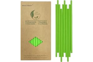 BOFA ECO TABLEWARE Jednorazowe zielone papierowe paski do picia 7,75 cala, 100 sztuk w pacce, zielone paski do picia na Boże Narodzenie, recyklingowe, ekologiczne do DIY, partii, koktajli, soku, kawy