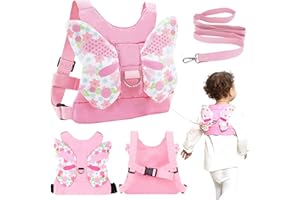 HOPNKN Baby Reins, Toddler Reins, Baby Walking Harness with Safety Rein & Butterfly Wings, Safety Toddler Harness, Adjustable Safety Child Reins for Toddlers Girls 1-3 Years(Pink)