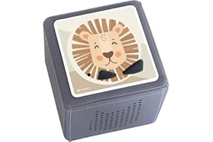 ‎NORDROOM nordroom® Schutzfolie "mikkel" Aufkleber kompatibel mit Toniebox, passgenau und selbstklebend auf hochwertiges Kratzfestes Vinyl, mit Löwe Tiere, Schutzcover Musikbox, Witterungsbeständig (beige)