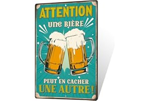 Putuo Decor Plaque Métallique Attention Une Bière, Panneau Déco Vintage en Aluminium, Idéal pour Bar et Cuisine, 30x20 cm