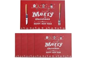 SEASHORE TREE Set di 4 Tovagliette Natalizie in Plastica Lavabile Ideale per la Tavola di Natale 45cmx30cm (Desideri di Natale)