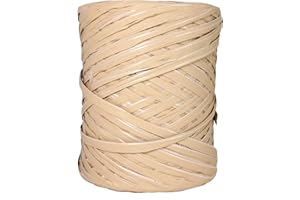 HAPPENINGS Rafia en un rollo de rafia sintética de 220 yardas, cinta de papel de rafia natural, artesanía para regalos, ramos de flores de Navidad, decoración, 200 m (natural)