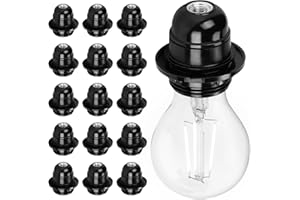 GOEDCH 15 Pezzi Attacco E27: 250V 60W Portalampada Vintage Edison E27, Attacco Lampada E 27 Nero, Accessori Lampada DIY, Attacco Lampada E 27 in Plastica per Lampada da Tavolo, da Piantana o da