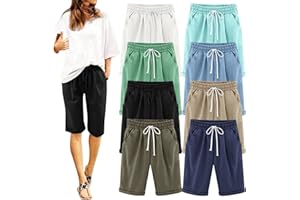 SONNENA Short Cargo Femme Et RandonnéE Outdoor Loisir Short Court à Taille élastique avec Poches Bermudas Pantalon Court Chic Couleur Unie Short d'été Grande Taille Yoga Jogging Short