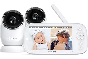 Dr.Care NovaView Vigilabebés con Cámara, Pantalla 5” 1080P, Baja Radiación, Batería 5000mAh, Visión Nocturna, VOX, Zoom 2X/4X, Alcance 1000 pies, Audio Bidireccional (Monitor para Bebés con 2 Cámaras)