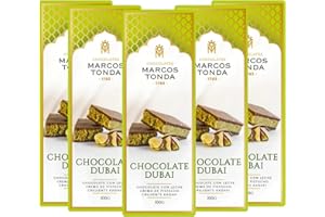 CHOCOLATES MARCOS TONDA Pack 5 unidades Chocolate Dubai con Crema De Pistacho En Su Interior | Dubai Chocolate 100 Gramos X 5 | Chocolates Para Regalar