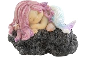 Top Collection 4466 miniaturowy bajkowy ogród i terrarium śpiąca mała syrenka na skale statuetka