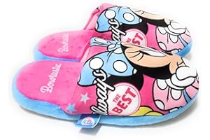 REQUETEGUAY URBAN RU Zapatillas Minnie Mouse Disney de Estar por Casa | Zapatillas Disney Pantuflas Minnie Mouse | Slippers Disney Minnie Mouse para Niñas | Zapatillas Suela Textil con Puntos Antideslizantes