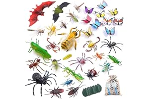 LATERN Zestaw 45 figurek owadów z tworzywa sztucznego, 35 sztuk, realistyczne, różne figurki owadów, zabawki dla dzieci, motywy owadów, imprezy – z 2 lupą, 10 arkuszy, torba do przechowywania