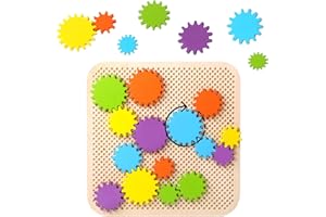 KUKUTrue® Jouet Montessori 2 3 4 5, Jouets Gear Board, Jeux Enfants 2 Ans, Engrenage, Motricité Fine, Busy Board, Jouets en Bois, Cadeau 2-5 Fille Garçon