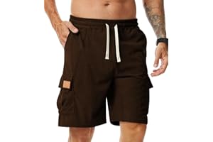 Comilaka Pantaloncini Cargo Uomo Shorts Estivi con Tasche Velluto a Coste Casual Pantaloni Corti Coulisse Vita Elasticizzata