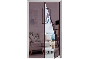 Panngu Moskitiera magnetyczna na drzwi balkonowe, 80 x 240 cm, wzmocniona, zasłona na drzwi tarasowe, magnesy na drzwi, bez wiercenia, moskitiera na balkon, zasłona na drzwi, brązowa