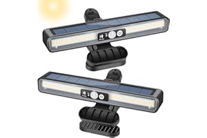 LEKIA Lampe Solaire Exterieur, 2 Pièces Clip On Lumiere Solaires Exterieur à Détecteur de Mouvement, 36 LEDs Lampe Murale Solaire Eclairage Exterieur Solaire pour Clôture Garage Jardin (3500K Chaud)