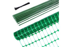Barriärstaket nät trädgårdsstaket 1 m x 30 m med 25-pack staketstift, Ohuhu slitstark plast staket djurbarriärset återanvändbart tillfälligt nätstaket för husdjur, fjäderfä, byggarbetsplats