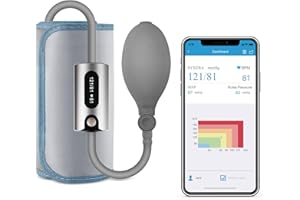 Wellue AirBP Plus Tensiómetro de Brazo Bluetooth, Tensiómetro Inalámbrico Portátil con Pantalla LED, Informe de múltiples usuarios y PDF en la aplicación para iOS y Android