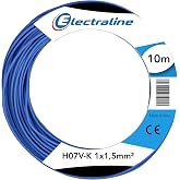 Electraline 15091, H07V-K Cable, Section 1x1.5mm, 10m, Blue