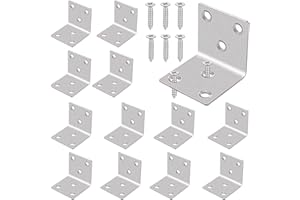 HOOPOE Squadrette Angolari,Staffe Angolari per Legno,12 Pezzi Staffa Angolare,Angolari Metallo per Legno 40x40x40x2 mm,Squadretta Angolare con Viti per Fissaggio e Riparazione di Mobili in Legno