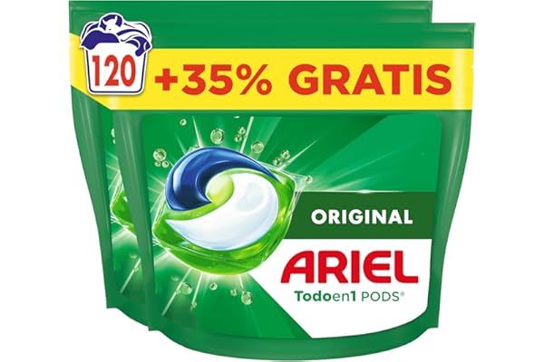 Ariel Todo En 1 PODS, Detergente Lavadora Liquido 120 Capsulas/Pastillas, Original, 5 Acciones Para Una Limpieza Increíble