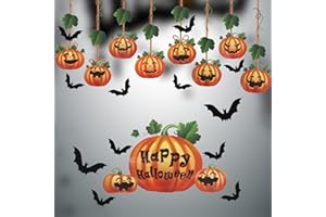 QAZIUY Pumpkin Window Stickers, Halloween Window Clings Stickers, Bat Pumpkin Decals for Halloween Party Supplies Decor