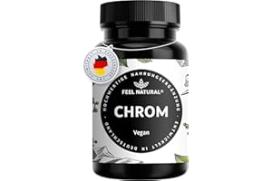 ‎FEEL NATURAL Chrom aus Chromium Picolinate – 365 Stück Jahresvorrat - hochdosierte 200 mcg Chrom Tabletten – vegan – in Deutschland entwickelt & laborgeprüft