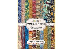 Vintage Marbled Paper Collection: Marbled paper for bookbinding a collection of 40 double sided decorative antique paper sheets for scrapbooking DIY craft projects and more | marble endpaper