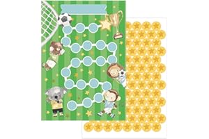 JEKA Set di 10 tabelle delle ricompense, Motivo: Calcio, con i Loro Adesivi a Forma di Stella per motivare i Bambini a Fare Le faccende domestiche, i compiti, a lavarsi i Denti