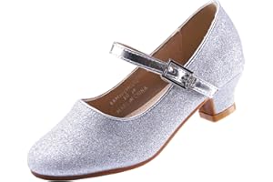 EIGHT KM - Mädchen High Heel Kleid Schuhe - Mary Jane Prinzessin Hochzeit Pumps - Funkelnder Glitzer Glatt Schuhe für Kinder Kleinkind