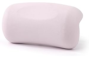 Koelaa Oreiller de Bain, Oreiller de Bain Imperméable, Coussin Baignoire, Oreiller de Bain avec 2 Ventouses, Oreiller de Baignoire Ergonomique, Coussin de Nuque, Oreiller de Bain Amovible-Rose