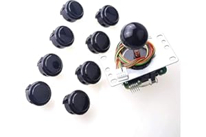 Sanwa JLF-TP-8YT Joystick + 8 pezzi Sanwa OBSF-30 Push Button Bundle Kit Colore: Nero