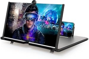 gaochong 18 Pulgadas Lupa para móvil, 3D HD Amplificador de Pantalla para movil, para película, vídeo, 3 aumentos, antirreflejos, Compatible con Todos los Smartphones (Negro)