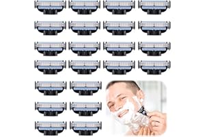 ATSGJLZN 20 Pcs Lame Rasoir Mach 3, Rasoir Homme avec Bande Lubrifiante, Lame Rasoir pour Rasoir Homme Manuel
