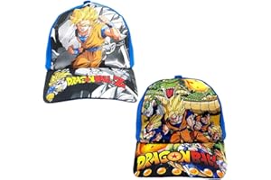IFHDO D-ragon Ball Casquette Enfant, 2 Pcs D-ragon Ball Casquette Baseball Enfant pour Chapeau de Soleil Enfant Baseball Cap de Garçon Coton avec Fermeture Velcro Réglable