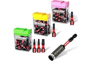 Geinxurn Torx Schlagfeste Schraubendreher Bits Set, 90 Stücke 25mm Magnetisch (T10/T15/T20/T25/T30) S2 Stahl Multi Treiber Bits,1 Stück 75mm Bithalter mit Lagerung bunte Box